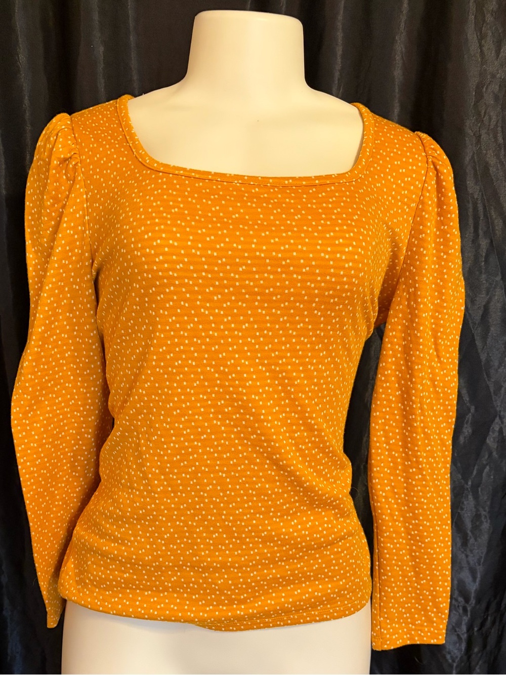 LOFT Mustard Yellow Long Sleeve Square Neck Top